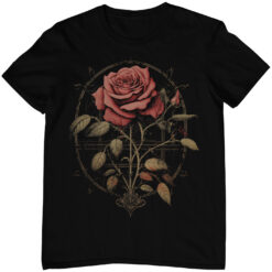 Unisex T-Shirt mit Design einer Rose im Aesthetic Gothic Style