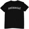 Schwarzes Antisocial Grunge T-Shirt mit Aufschrift 