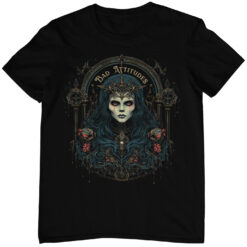 Schwarzes T-Shirt mit Gothic Goddess Design.