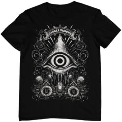 Schwarzes Unisex T-Shirt mit Darker Visions Design eines dritten Auges.