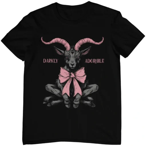 Schwarzes Unisex Shirt mit Coquette Goth Design