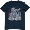 French Navy farbenes Shirt mit Dark Nautical Gothic Mermaid Design.