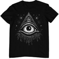 Schwarzes Unisex T-Shirt mit Esoterik Gothic Design eines dritten Auges.