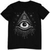Schwarzes Unisex T-Shirt mit Esoterik Gothic Design eines dritten Auges.