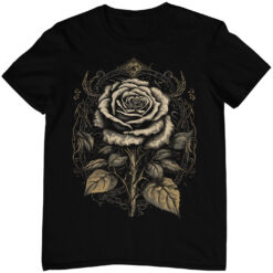 Unisex T-Shirt mit Design einer Rose im Aesthetic Gothic Style.