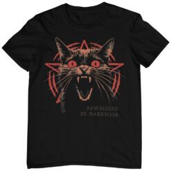 Schwarzes Unisex T-Shirt mit Gothic Katzen Design.