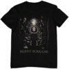Schwarzes Unisex T-Shirt mit Silent Scream Gothic Girl Monster Design.